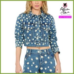 Alice + Olivia Jeff Floral Embroidered Denim Jacket